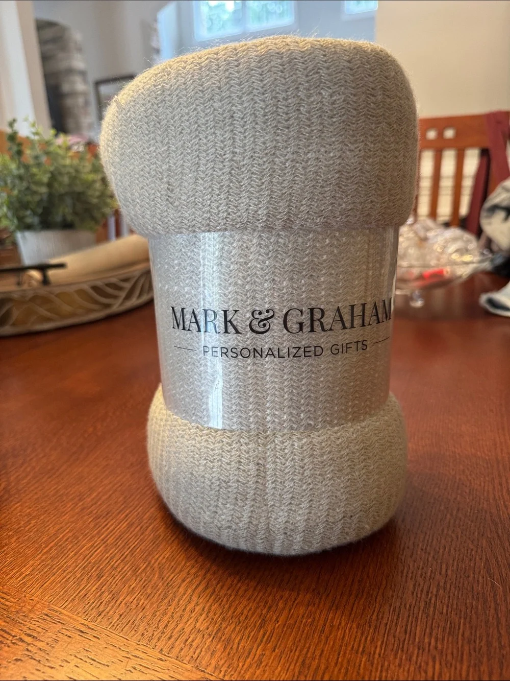 Mark & Graham Cream Cable-Knit Throw Blanket